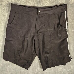 Wilson Athletic Shorts Mens Large Black Excellent Side Stripe Polyester Training